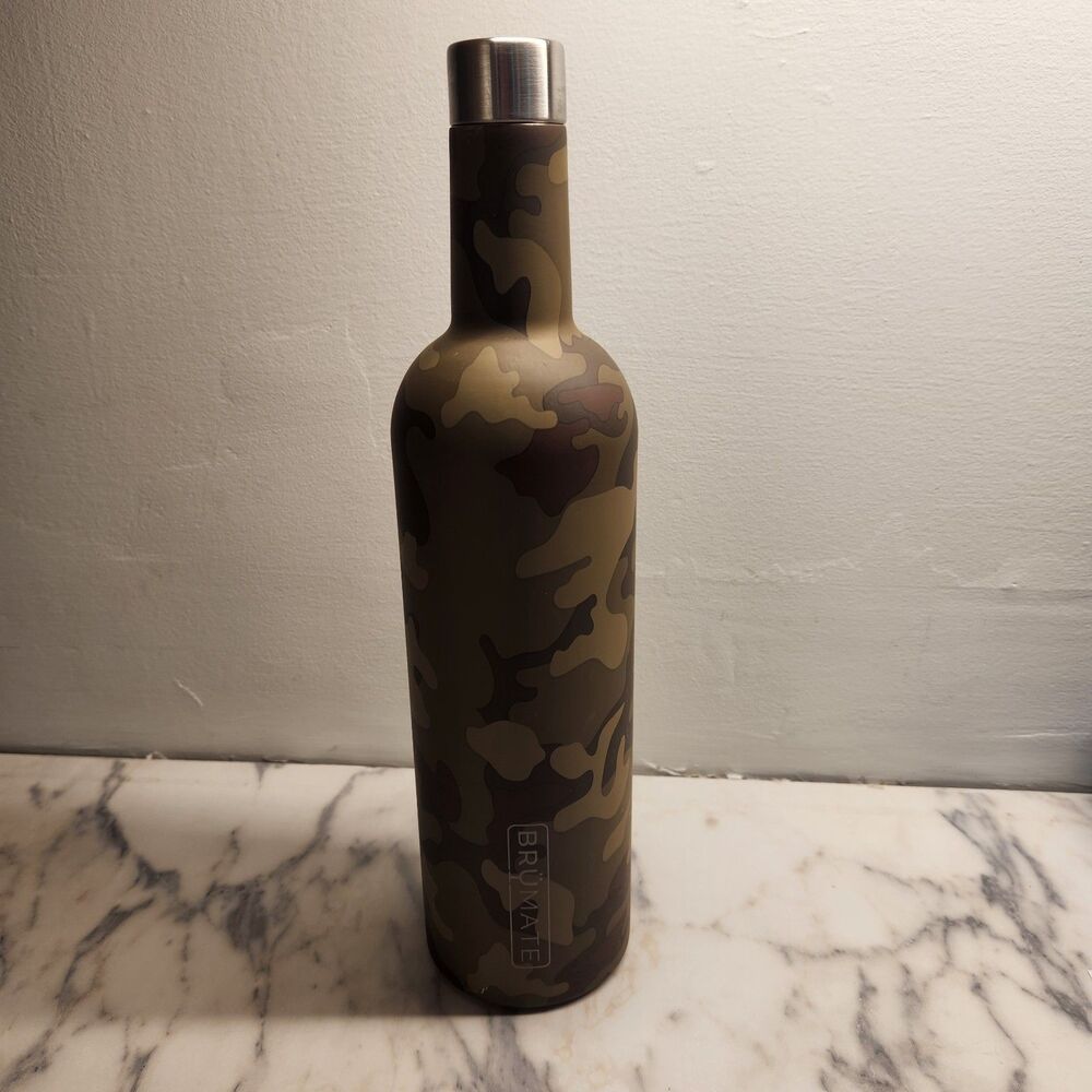 BrüMate Winesulator insulated 25 oz wine canteen in a forest camo color